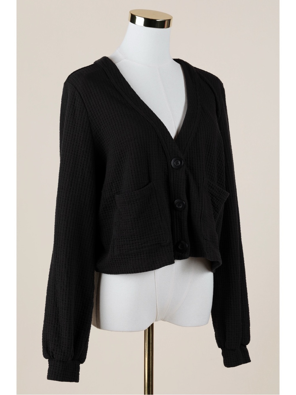 Sz XL L*Space Romy Black Button Front Balloon Sleeve Cotton Blend Cardigan EUC